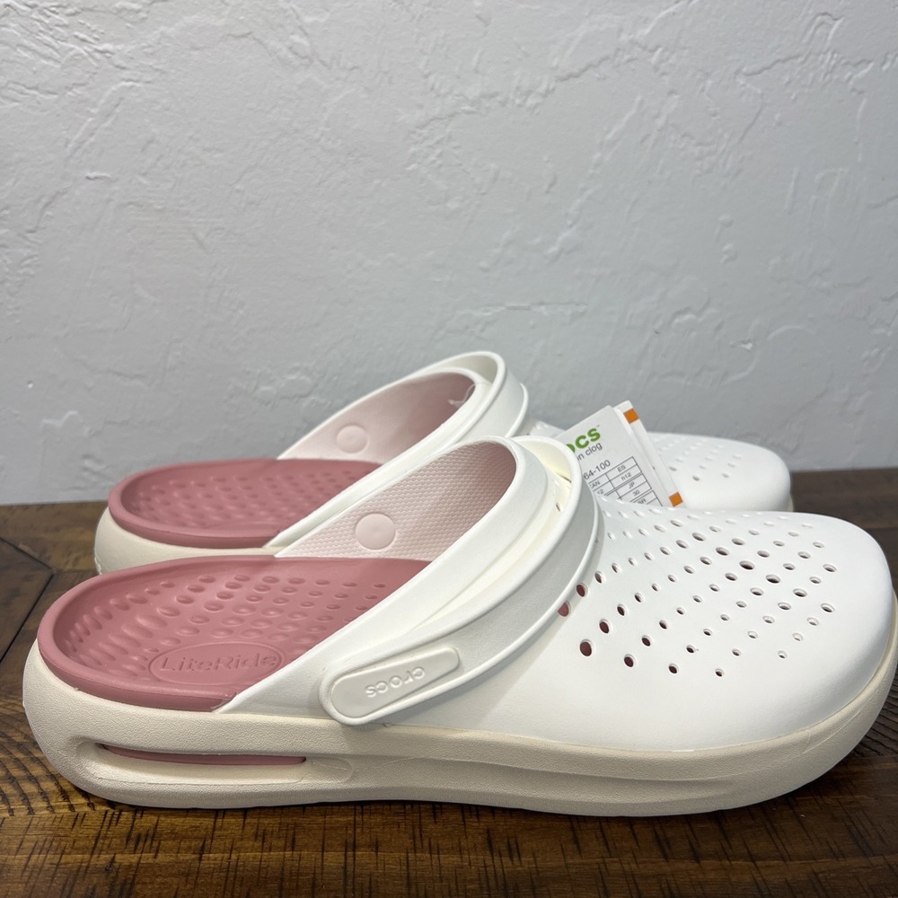 Crocs Inmotion Clog Mens Size 12 Shoes White Pink Beige Slip On Sandal LiteRide